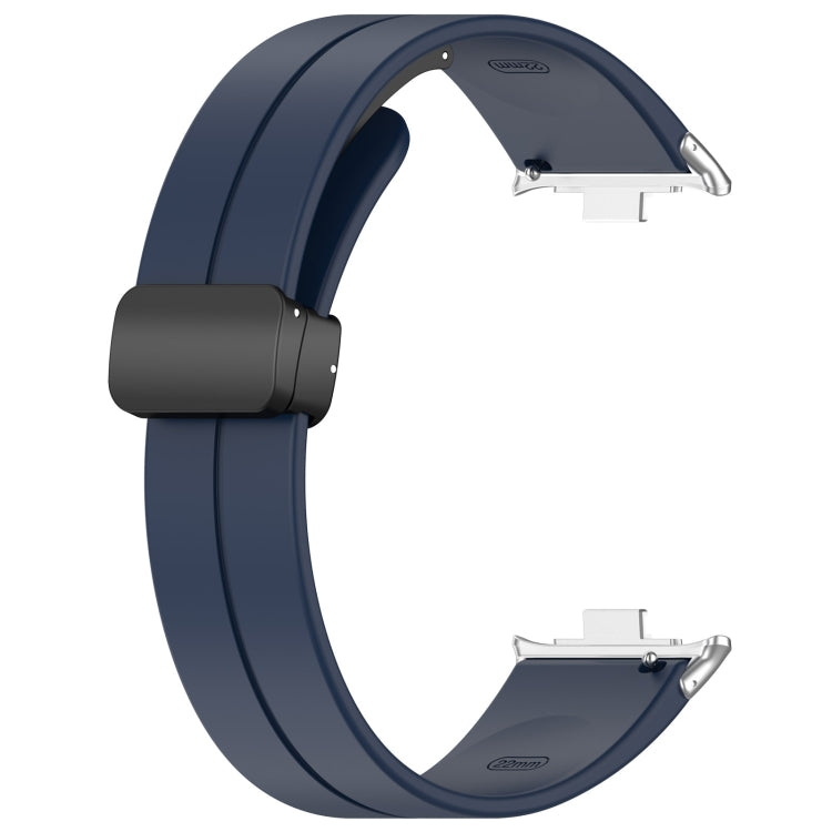 For Redmi Watch 4 Groove Folding Magnetic Buckle Silicone Watch Band(Dark Blue) - Watch Bands by PMC Jewellery | Online Shopping South Africa | PMC Jewellery