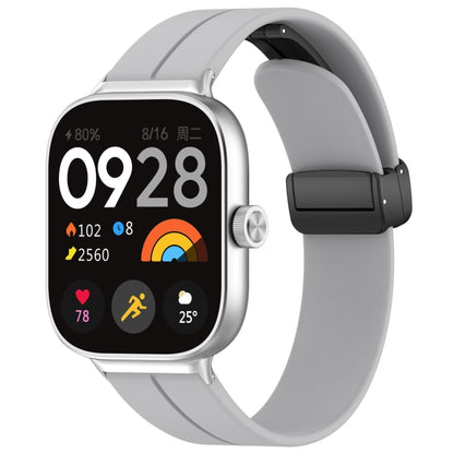 For Xiaomi  Mi Band 8 Pro Groove Folding Magnetic Buckle Silicone Watch Band(Light Gray) - Watch Bands by PMC Jewellery | Online Shopping South Africa | PMC Jewellery