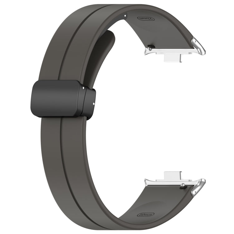 For Xiaomi  Mi Band 8 Pro Groove Folding Magnetic Buckle Silicone Watch Band(Dark Gray) - Watch Bands by PMC Jewellery | Online Shopping South Africa | PMC Jewellery