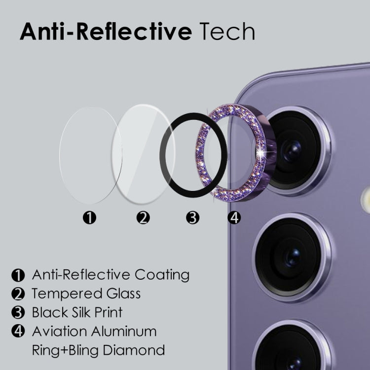 For Samsung Galaxy S24+ 5G NORTHJO Camera Lens Bling Glitter Metal Ring Tempered Glass Film(Purple) - Galaxy S24+ 5G Tempered Glass by NORTHJO | Online Shopping South Africa | PMC Jewellery | Buy Now Pay Later Mobicred