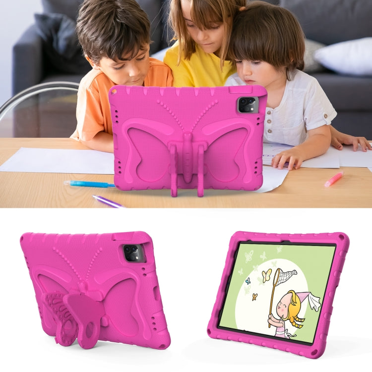 For iPad Pro 11 2024 Butterfly Bracket EVA Shockproof Tablet Case(Rose Red) - iPad Pro 11 2024 Cases by PMC TechLife | Online Shopping South Africa | PMC TechLife | Buy Now Pay Later Mobicred