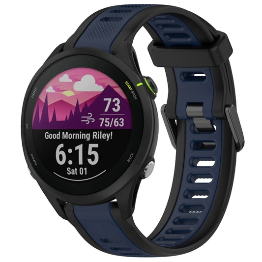 For Garmin Forerunner 255 22mm Two Color Textured Silicone Watch Band(Midnight Blue+Black) - Watch Bands by PMC Jewellery | Online Shopping South Africa | PMC Jewellery