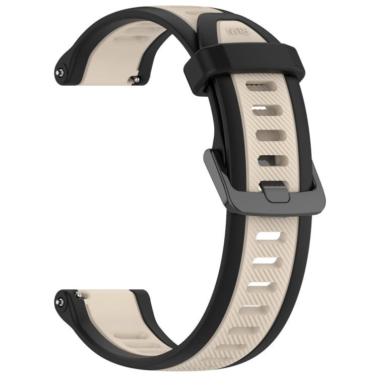 For Garmin Forerunner 255 22mm Two Color Textured Silicone Watch Band(Starlight + Black) - Watch Bands by PMC TechLife | Online Shopping South Africa | PMC TechLife