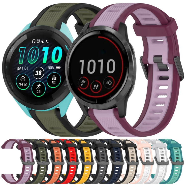 For Garmin Venu 2 22mm Two Color Textured Silicone Watch Band(White+Grey) - Watch Bands by PMC TechLife | Online Shopping South Africa | PMC TechLife