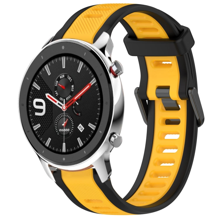 For Amazfit GTR 4 22mm Two-Color Textured Silicone Watch Band(Yellow+Black) - Watch Bands by PMC Jewellery | Online Shopping South Africa | PMC Jewellery