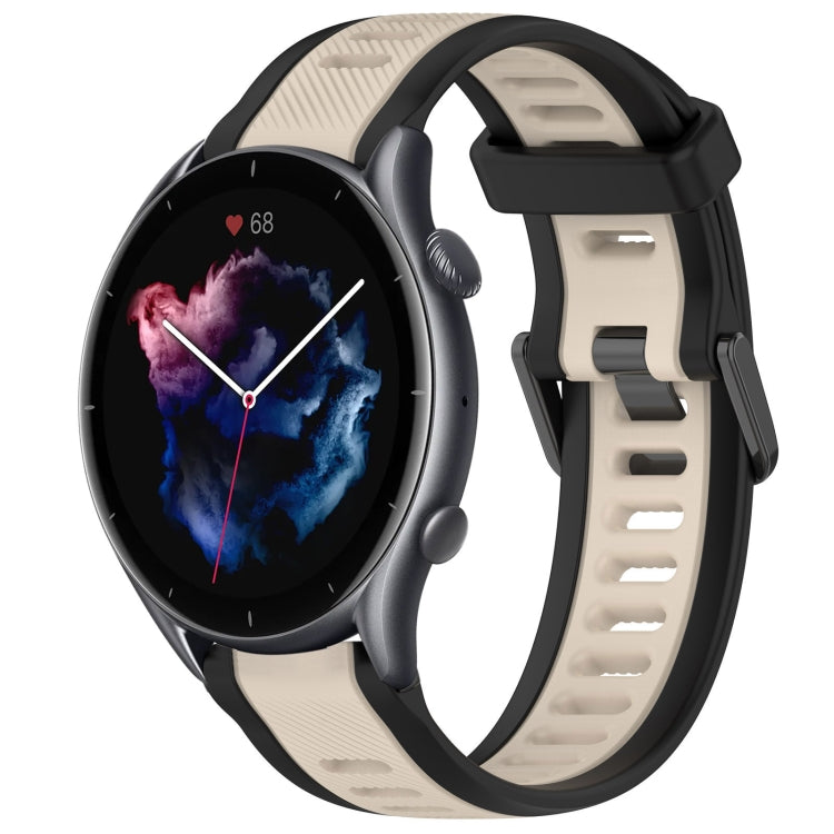 For Amazfit GTR 3 Pro 22mm Two-Color Textured Silicone Watch Band(Starlight + Black) - Watch Bands by PMC TechLife | Online Shopping South Africa | PMC TechLife