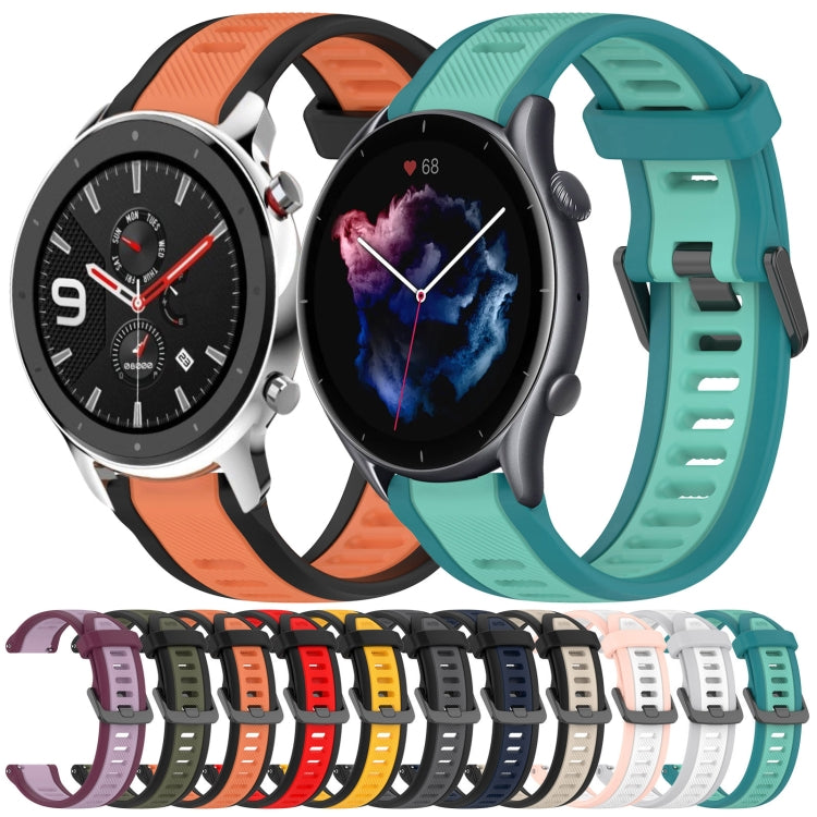 For Amazfit GTR 4 Pro 22mm Two-Color Textured Silicone Watch Band(Grey+Black) - Watch Bands by PMC TechLife | Online Shopping South Africa | PMC TechLife