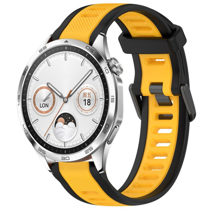 For Huawei Watch GT4 46mm 22mm Two Color Textured Silicone Watch Band(Yellow+Black) - Watch Bands by PMC Jewellery | Online Shopping South Africa | PMC Jewellery