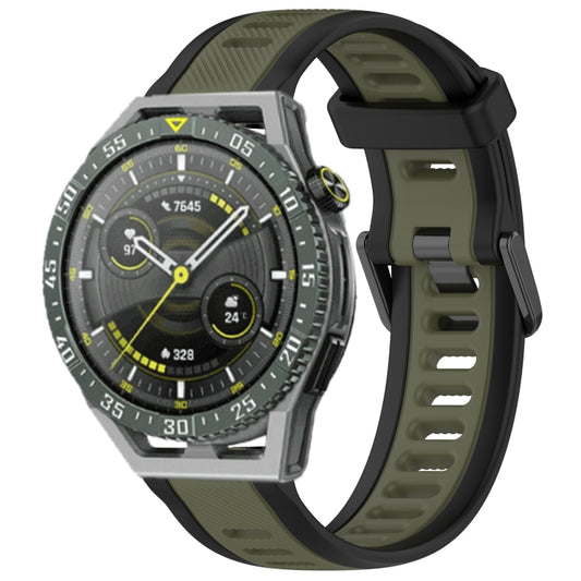 For Huawei Watch GT3 SE 22mm Two Color Textured Silicone Watch Band(Green+Black) - Watch Bands by PMC Jewellery | Online Shopping South Africa | PMC Jewellery | Buy Now Pay Later Mobicred