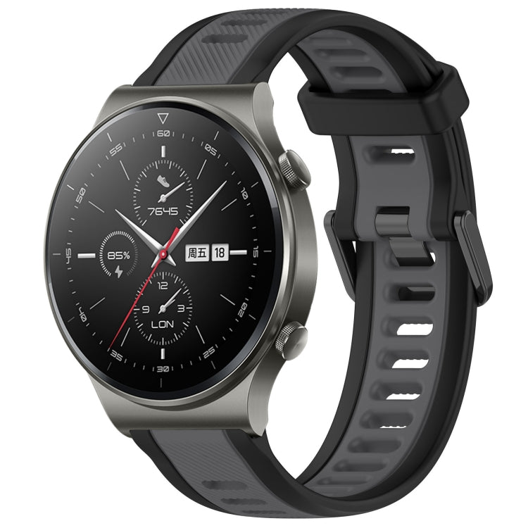 For Huawei GT2 Pro 22mm Two Color Textured Silicone Watch Band(Grey+Black) - Watch Bands by PMC TechLife | Online Shopping South Africa | PMC TechLife