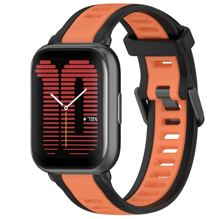 For Amazfit Active 20mm Two-Color Textured Silicone Watch Band(Orange+Black) - Watch Bands by PMC Jewellery | Online Shopping South Africa | PMC Jewellery