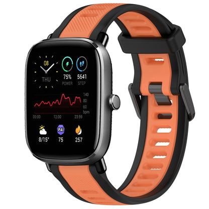 For Amazfit GTS 2 Mini 20mm Two-Color Textured Silicone Watch Band(Orange+Black) - Watch Bands by PMC Jewellery | Online Shopping South Africa | PMC Jewellery