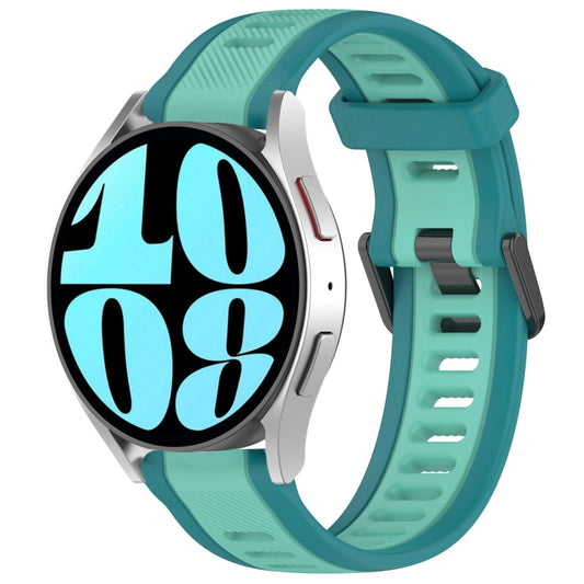 For Samsung Galaxy Watch 6 44mm 20mm Two Color Textured Silicone Watch Band(Teal) - Watch Bands by PMC Jewellery | Online Shopping South Africa | PMC Jewellery