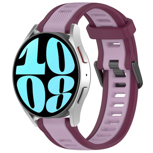 For Samsung Galaxy Watch 6 40mm 20mm Two Color Textured Silicone Watch Band(Purple) - Watch Bands by PMC Jewellery | Online Shopping South Africa | PMC Jewellery