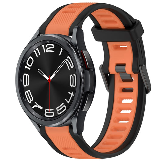 For Samsung Galaxy Watch 6 Classic 47mm 20mm Two Color Textured Silicone Watch Band(Orange+Black) - Watch Bands by PMC Jewellery | Online Shopping South Africa | PMC Jewellery