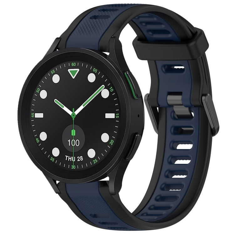 For Samsung Galaxy watch 5 Pro Golf Edition 20mm Two Color Textured Silicone Watch Band(Midnight Blue+Black) - Watch Bands by PMC Jewellery | Online Shopping South Africa | PMC Jewellery