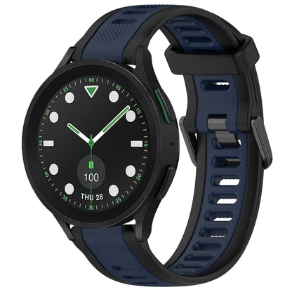 For Samsung Galaxy watch 5 Pro Golf Edition 20mm Two Color Textured Silicone Watch Band(Midnight Blue+Black) - Watch Bands by PMC Jewellery | Online Shopping South Africa | PMC Jewellery