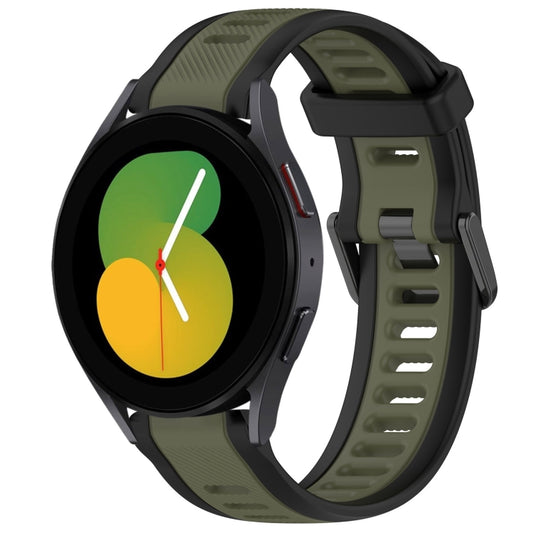 For Samsung Galaxy Watch 5  44mm 20mm Two Color Textured Silicone Watch Band(Green+Black) - Watch Bands by PMC Jewellery | Online Shopping South Africa | PMC Jewellery