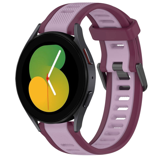 For Samsung Galaxy Watch 5  44mm 20mm Two Color Textured Silicone Watch Band(Purple) - Watch Bands by PMC Jewellery | Online Shopping South Africa | PMC Jewellery