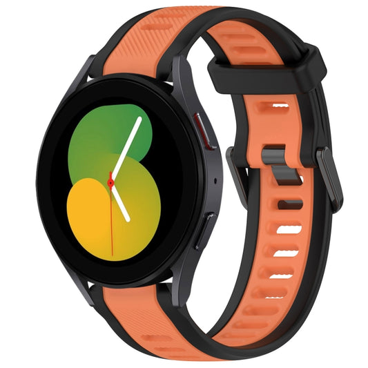 For Samsung Galaxy Watch 5  40mm 20mm Two Color Textured Silicone Watch Band(Orange+Black) - Watch Bands by PMC Jewellery | Online Shopping South Africa | PMC Jewellery