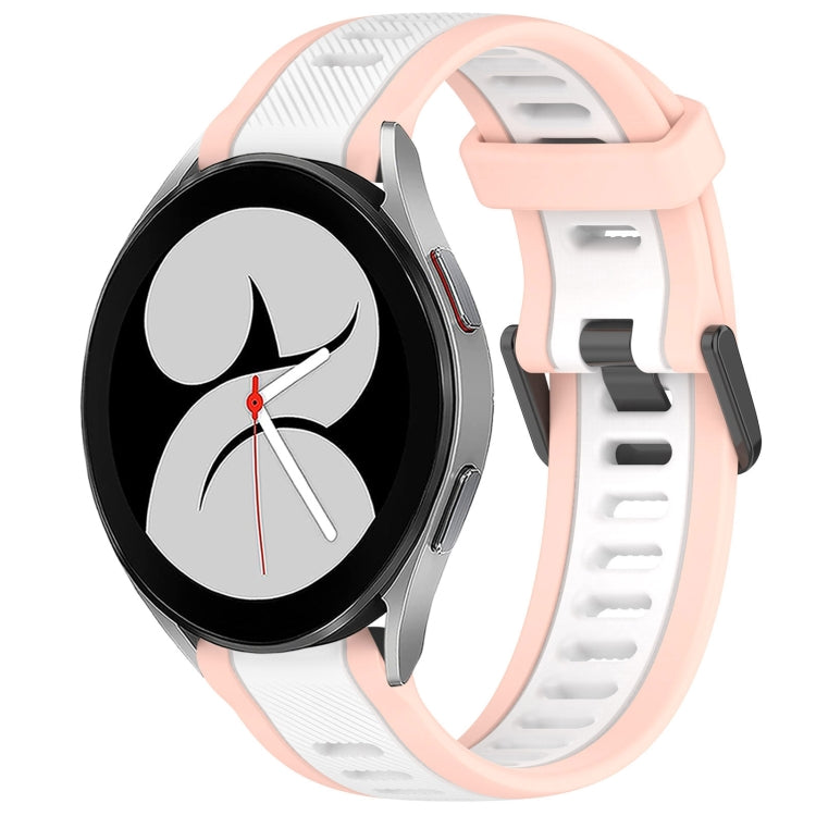 For Samsung Galaxy Watch 4 40mm 20mm Two Color Textured Silicone Watch Band(White+Pink) - Watch Bands by PMC Jewellery | Online Shopping South Africa | PMC Jewellery