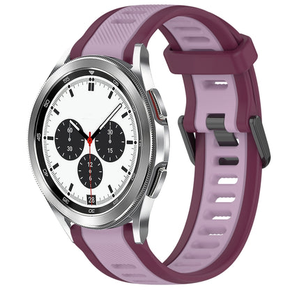 For Samsung  Galaxy Watch 4 Classic 42mm 20mm Two Color Textured Silicone Watch Band(Purple) - Watch Bands by PMC Jewellery | Online Shopping South Africa | PMC Jewellery