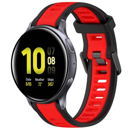 For Samsung Galaxy Watch Active 2 44mm 20mm Two Color Textured Silicone Watch Band(Red+Black) - Watch Bands by PMC Jewellery | Online Shopping South Africa | PMC Jewellery