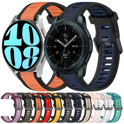 For Samsung Galaxy watch 5 Pro Golf Edition 20mm Two Color Textured Silicone Watch Band(Midnight Blue+Black) - Watch Bands by PMC Jewellery | Online Shopping South Africa | PMC Jewellery