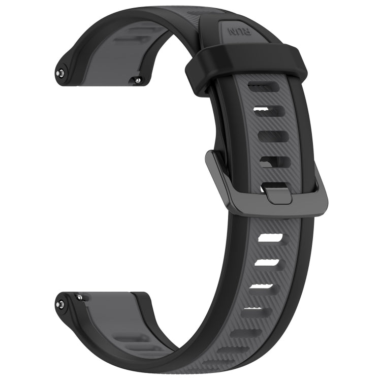 For Garmin Forerunner 165 20mm Two Color Textured Silicone Watch Band(Grey+Black) - Watch Bands by PMC TechLife | Online Shopping South Africa | PMC TechLife