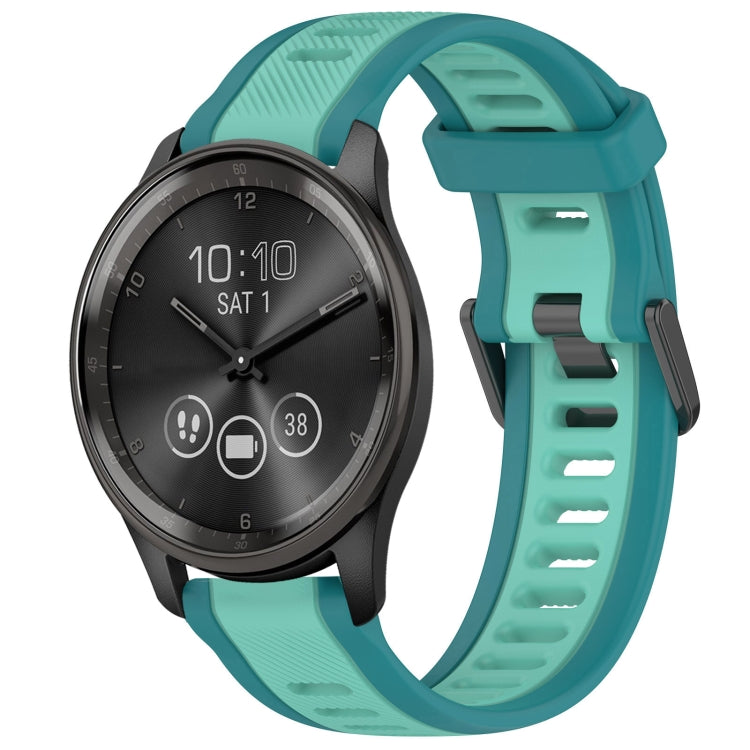 For Garmin VivoMove Trend 20mm Two Color Textured Silicone Watch Band(Teal) - Watch Bands by PMC Jewellery | Online Shopping South Africa | PMC Jewellery