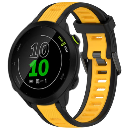 For Garmin Forerunner 158 20mm Two Color Textured Silicone Watch Band(Yellow+Black) - Watch Bands by PMC Jewellery | Online Shopping South Africa | PMC Jewellery