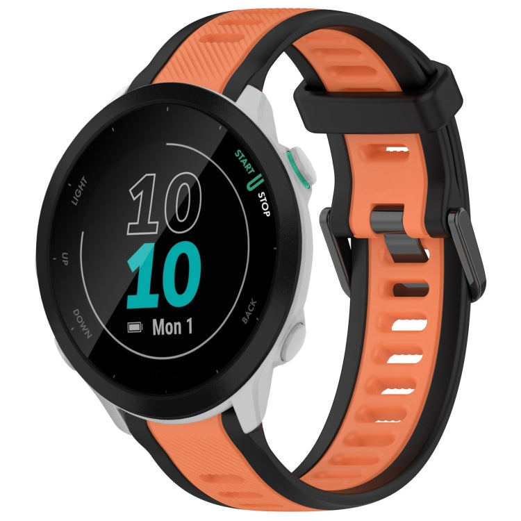 For Garmin Forerunner 55 20mm Two Color Textured Silicone Watch Band(Orange+Black) - Watch Bands by PMC TechLife | Online Shopping South Africa | PMC TechLife