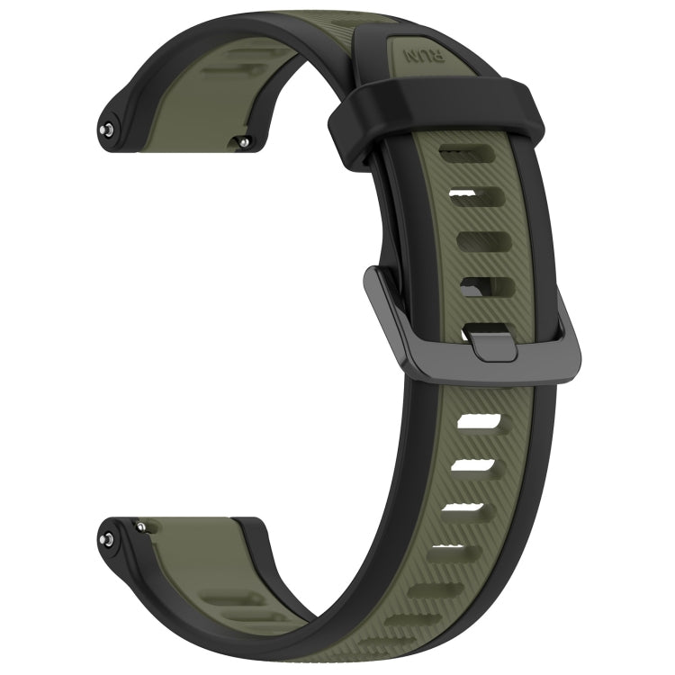 For Garmin Venu 20mm Two Color Textured Silicone Watch Band(Green+Black) - Watch Bands by PMC TechLife | Online Shopping South Africa | PMC TechLife