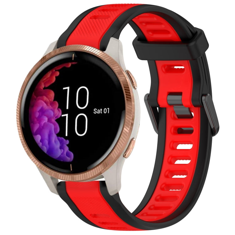 For Garmin Venu 20mm Two Color Textured Silicone Watch Band(Red+Black) - Watch Bands by PMC TechLife | Online Shopping South Africa | PMC TechLife