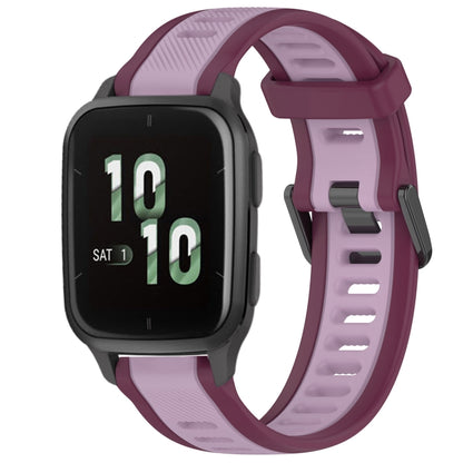 For Garmin Forerunner Sq2 / Sq2 Music 20mm Two Color Textured Silicone Watch Band(Purple) - Watch Bands by PMC Jewellery | Online Shopping South Africa | PMC Jewellery