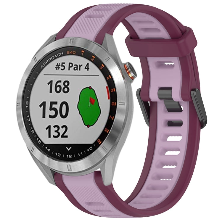 For Garmin Approach S40 20mm Two Color Textured Silicone Watch Band(Purple) - Watch Bands by PMC Jewellery | Online Shopping South Africa | PMC Jewellery