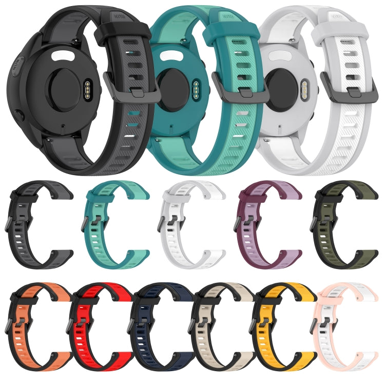 For Garmin Forerunner 165 20mm Two Color Textured Silicone Watch Band(Grey+Black) - Watch Bands by PMC TechLife | Online Shopping South Africa | PMC TechLife
