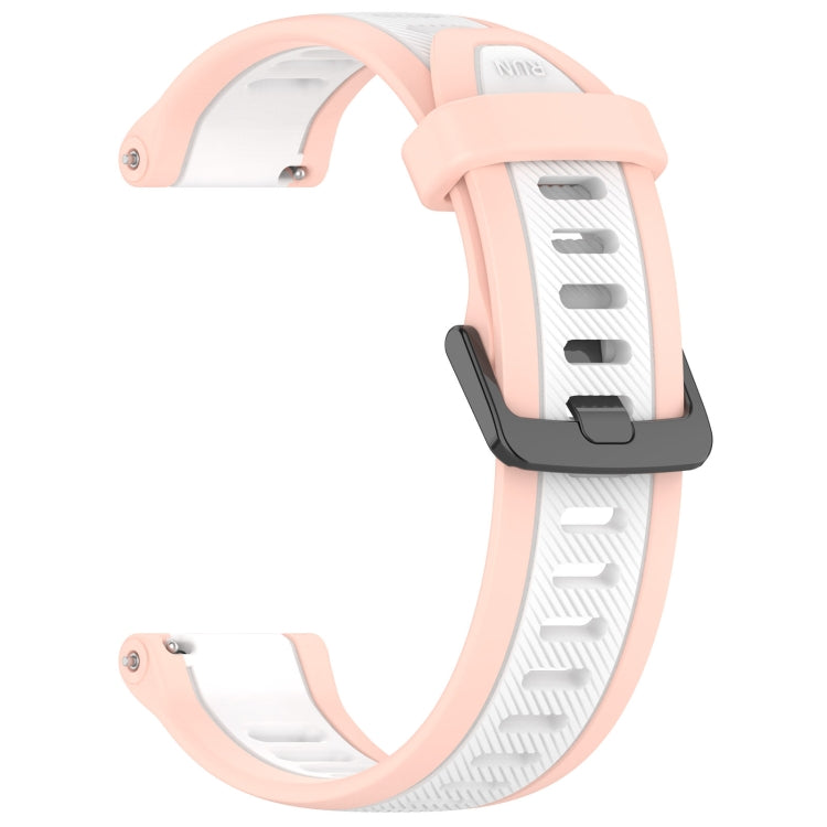 For Garmin Active S 18mm Two Color Textured Silicone Watch Band(White+Pink) - Watch Bands by PMC TechLife | Online Shopping South Africa | PMC TechLife