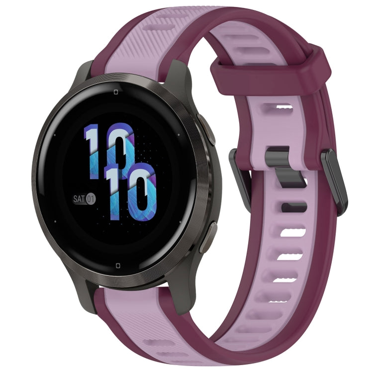 For Garmin Venu 2S 18mm Two Color Textured Silicone Watch Band(Purple) - Watch Bands by PMC Jewellery | Online Shopping South Africa | PMC Jewellery