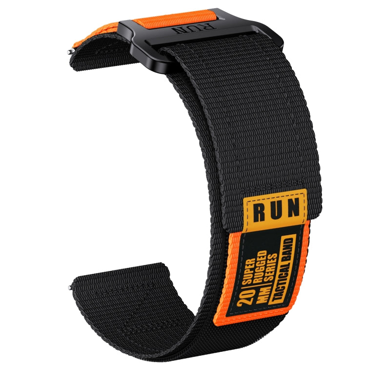 20mm Two Color Nylon Canvas Hook And Loop Fastener Watch Band(Black+Orange) - 20mm Bands by PMC TechLife | Online Shopping South Africa | PMC TechLife