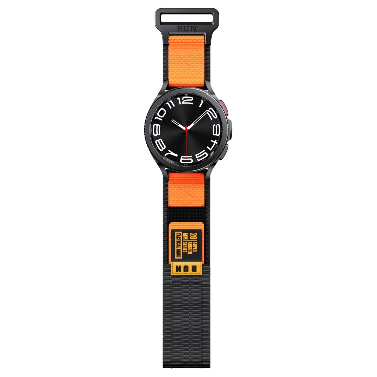 20mm Two Color Nylon Canvas Hook And Loop Fastener Watch Band(Black+Orange) - 20mm Bands by PMC TechLife | Online Shopping South Africa | PMC TechLife