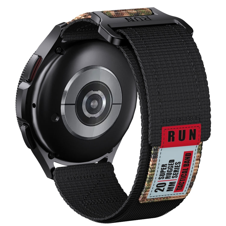 20mm Two Color Nylon Canvas Hook And Loop Fastener Watch Band(Black+Camouflage) - 20mm Bands by PMC TechLife | Online Shopping South Africa | PMC TechLife