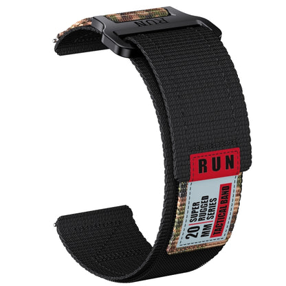 20mm Two Color Nylon Canvas Hook And Loop Fastener Watch Band(Black+Camouflage) - 20mm Bands by PMC Jewellery | Online Shopping South Africa | PMC Jewellery