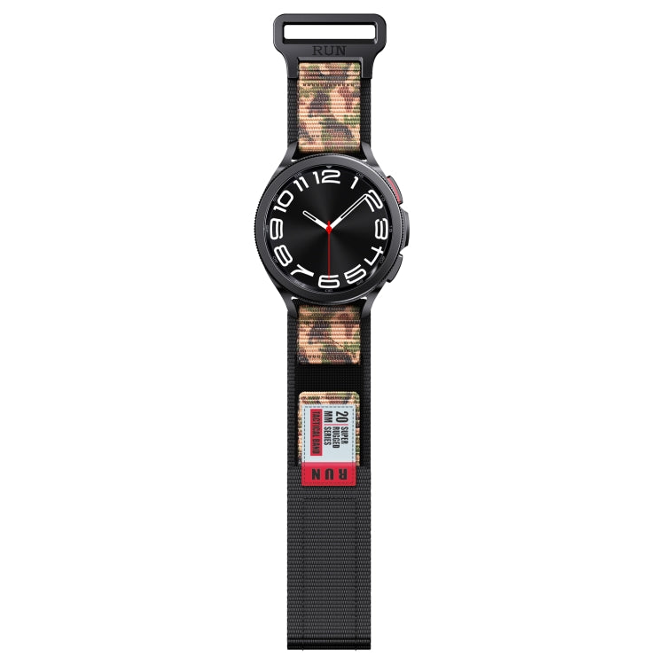 20mm Two Color Nylon Canvas Hook And Loop Fastener Watch Band(Black+Camouflage) - 20mm Bands by PMC TechLife | Online Shopping South Africa | PMC TechLife