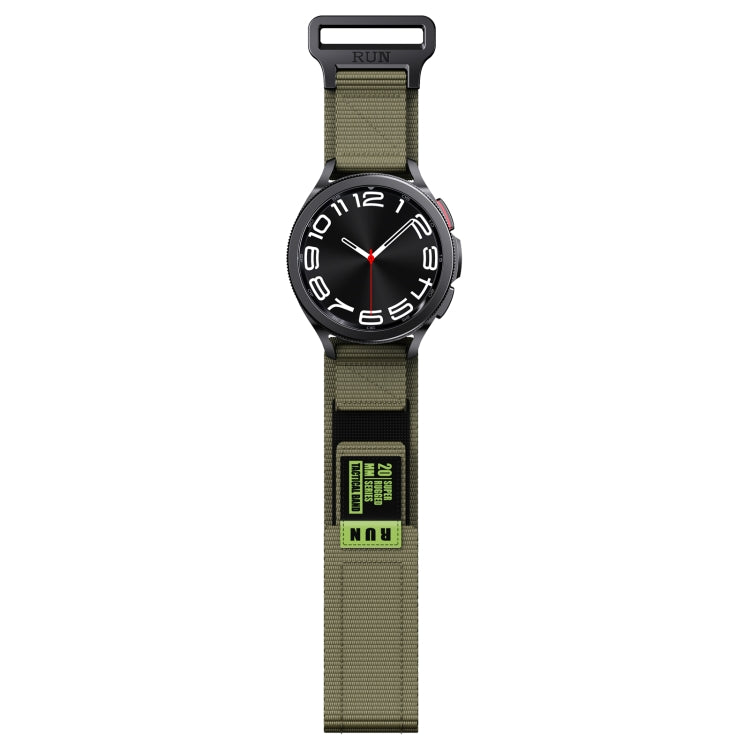 20mm Two Color Nylon Canvas Hook And Loop Fastener Watch Band(Army Green+Black) - 20mm Bands by PMC Jewellery | Online Shopping South Africa | PMC Jewellery