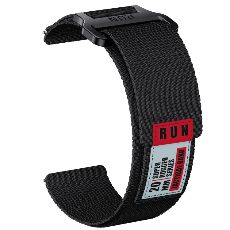 22mm Two Color Nylon Canvas Hook And Loop Fastener Watch Band(Black+Red) - 22mm Bands by PMC Jewellery | Online Shopping South Africa | PMC Jewellery