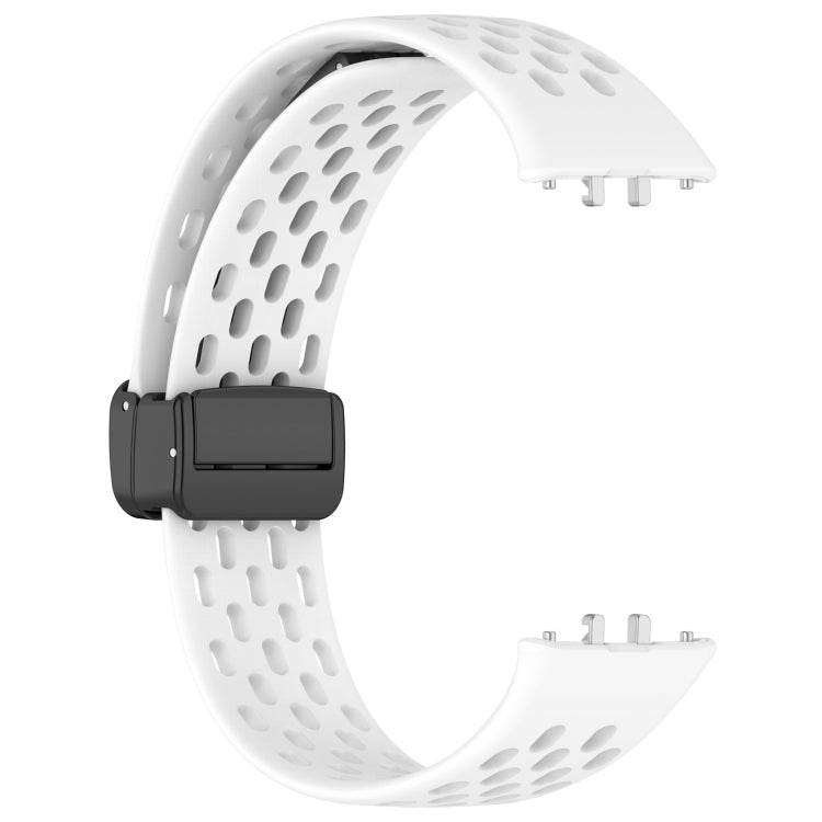 For Samsung Galaxy Fit 3 Hole Style Magnetic Folding Buckle Silicone Watch Band(White) - Watch Bands by PMC Jewellery | Online Shopping South Africa | PMC Jewellery