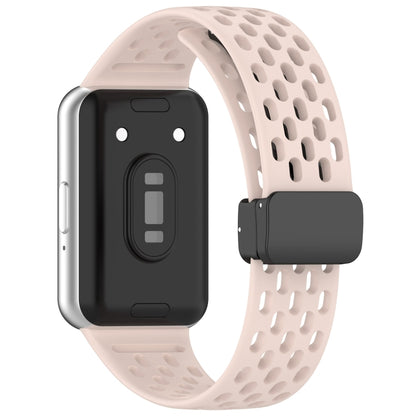 For Samsung Galaxy Fit 3 Hole Style Magnetic Folding Buckle Silicone Watch Band(Pink) - Watch Bands by PMC Jewellery | Online Shopping South Africa | PMC Jewellery