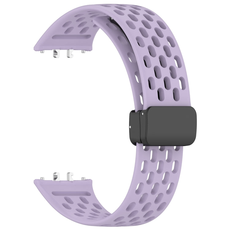 For Samsung Galaxy Fit 3 Hole Style Magnetic Folding Buckle Silicone Watch Band(Purple) - Watch Bands by PMC Jewellery | Online Shopping South Africa | PMC Jewellery