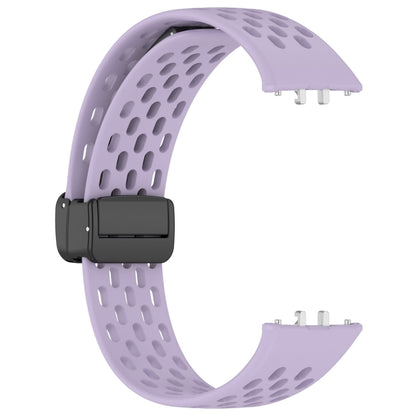 For Samsung Galaxy Fit 3 Hole Style Magnetic Folding Buckle Silicone Watch Band(Purple) - Watch Bands by PMC Jewellery | Online Shopping South Africa | PMC Jewellery